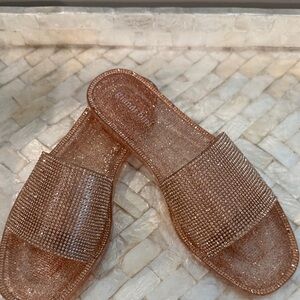 Gianni Bini Rose Gold Crystal Slide Sandals